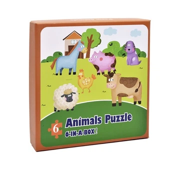Дерев'яний пазл гра Тварини Animal Puzzle 6 in a box 36 елементів