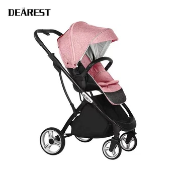 Детская прогулочная коляска Dearest 1208 розовая, на черной раме