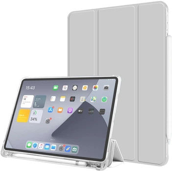 Силиконовый чехол обложка Transparent + Pencil Holder BBM1 для iPad Pro 11’’ 2018/2020/2021/2022 Серый