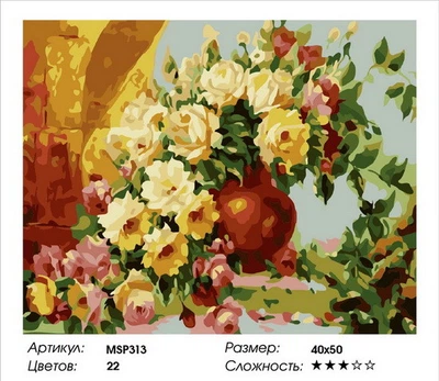 Набір малювання за номерами ColorArt Рози у вазі 40x50 MSP313 з підрамником