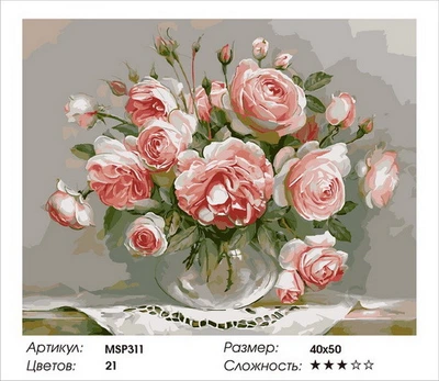 Набір для малювання за номерами ColorArt Рожеві троянди 40x50 MSP311 з підрамником