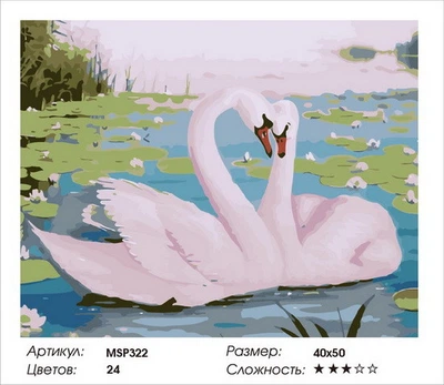 Набір для малювання за номерами ColorArt Пара лебедів 40x50 MSP322 з підрамником