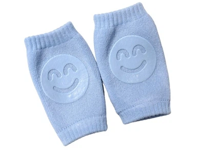 Наколенники для детей Kids Socks антискользящие c силиконовым мягким смайлом Голубой Без Бренда
