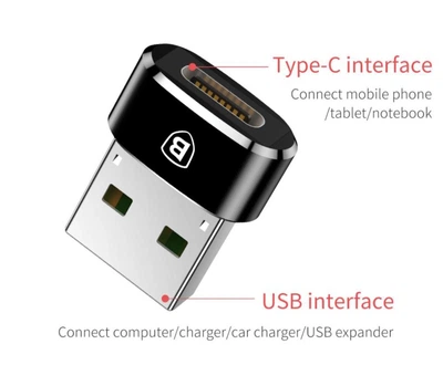 Переходник Baseus usb type-c - usb Черный