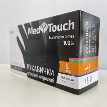 Перчатки нитриловые без пудры 3.5 гр MedTouch (Малайзия) чёрные 100 шт/уп S