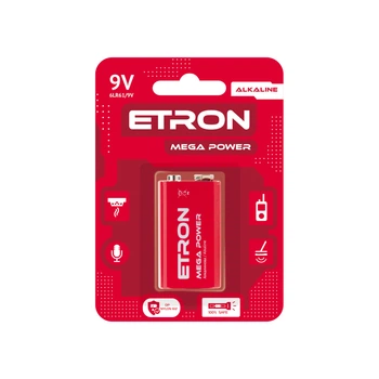 Батарейка алкалиновая ETRON Mega Power 9V 6LR61 Крона