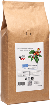 Кава в зернах Coffee365 Colombia Decaf без кофеїну 1 кг (4820219990239)