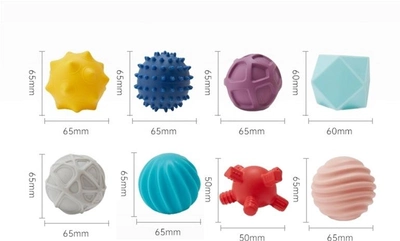 Набор развивающих текстурных силиконовых мячиков Beiens 8 шт (YZ49)