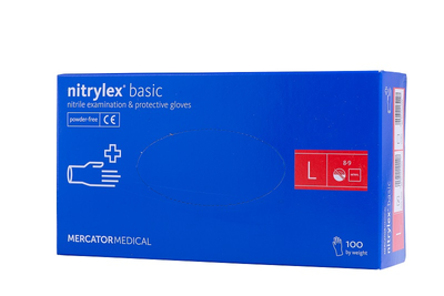 Рукавички нітрилові MERCATOR MEDICAL Nitrylex Basic неопудрені сині розмір L (100 шт)