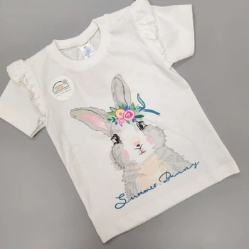 Футболка для дівчинки Veres 103-3.77-1.68 Summer Bunny-2 Рюші 68р. Молочний