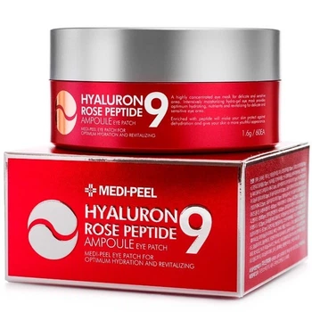 Увлажняющие патчи с экстрактом розы против морщин и отечности Medi Peel Peptide 9 Hyaluron Rose Ampoule Eye Patch 60 шт