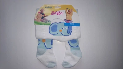 Колготи дитячі махрові Baby KNITTEX р.80-86 (білі із слоником).