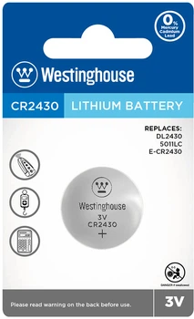 Литиевая батарейка Westinghouse Lithium CR2430 1 шт (0889554001592)