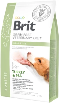 Сухий корм для дорослих собак Brit VetDiets у разі цукрового діабету з індичкою та горохом