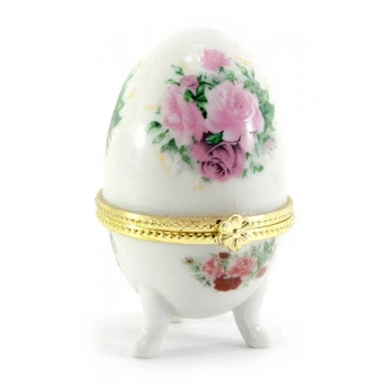 Шкатулка яйцо "Розы" (7,5х5х5см) Белая Homade