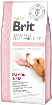 Сухий беззерновий корм Brit Veterinary Diet Hypoallergenic для собак при алергії, лосось і горох 12 кг (8595602528035)