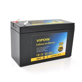 Акумуляторна батарея літієва Vipow 12 V 10A з елементами Li-ion 18650 з вбудованою платою ВМS, (3S5P) (151х65х94(100))мм, Q20