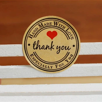 Наклейка Thank you Hand made 25 мм 1 штука