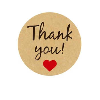 Наклейка Thank you 25 мм. 1 штука. коричневая (007)