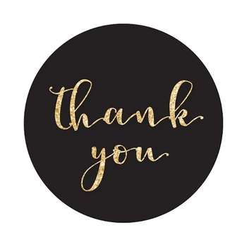 Наклейка Thank you 25 мм черная 1 штука (010)