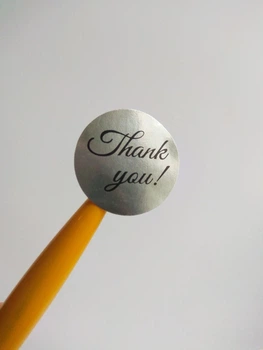 Наклейки Thank you 25 мм. серебро 10 штук