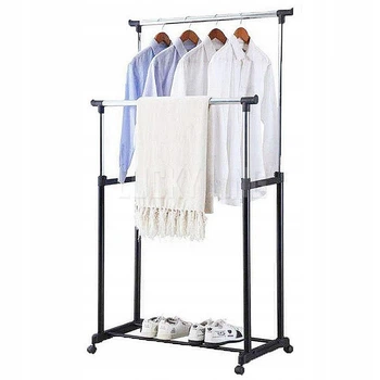 Подвійна телескопічна вішалка-стійка для одягу Чорний Double Bar Rack Hight Ajustable 30 кг (314646B00002) TIN66