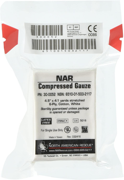 Бинт для тампонады NAR Compressed Gauze 11,5 см x 375 см, 6 слоев