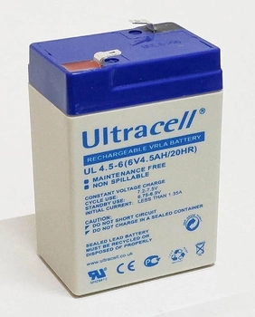 Батарея аккумуляторная Ultracell UL4.5-6 (70x47x106), 6 Вольт, 4,5Ач AGM