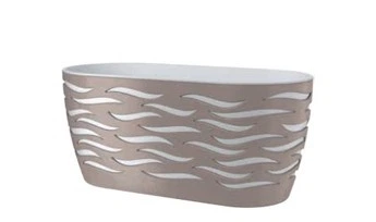 Горшок для цветов Form-Plastic Сахара DUO ОВАЛ с вкладкой 6 л 16 х 15 х 34 см Серо-Бежевый+Белый