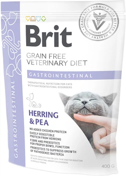 Сухой беззерновой корм Brit Veterinary Diet Gastrointestinal для кошек при заболеваниях желудочно-кишечного тракта, сельдь и горох 400 г (8595602528431)