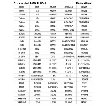 Етикетки Leuchtturm для монетних боксів (монети з усього світу)