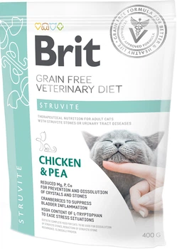 Сухой беззерновой корм Brit Veterinary Diet Struvite для кошек при заболеваниях мочевыводящих путей, курица и горох 400 г (8595602528288)