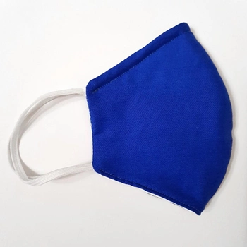 Набір масок 5 шт. захисних тканинних багаторазових, п'ять шарів зашиті з носової пластиною, блакитна