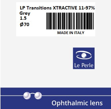 Линза для очков фотохромная Le Perle 1.5 Transitions XTRACTIVE (11-97%) SH Grey Ø70 S-4.00 C-0.00