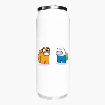 Термобанка Амонг Ас Время приключений Финн и Джейк (Among Us Adventure Time Finn & Jake) 500 мл (31091-2414) термокружка термос из нержавеющей стали с трубочкой
