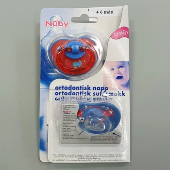Ортодонтическая соска (пустышка) Nuby, 2 штуки. Возраст от 6 месяцев Синяя/красная 18832