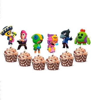Топпери для капкейів "Brawl Stars" висота – 11 см., набір – 6 шт.