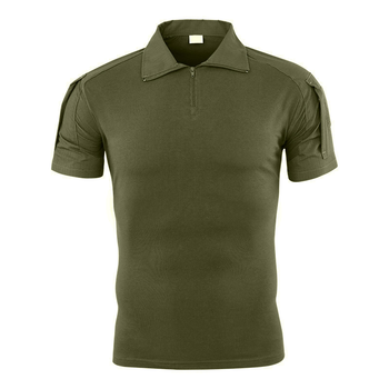 Тактическая футболка с коротким рукавом Lesko A416 Green XL мужская на змейке с карманами камуфляжная