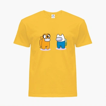 Дитяча футболка Амонг Ас Час Пригод Фінн і Джейк пес (Among Us Adventure Time Finn & Jake the dog) (25186-2414) 146-152 см Бавовна Жовтий