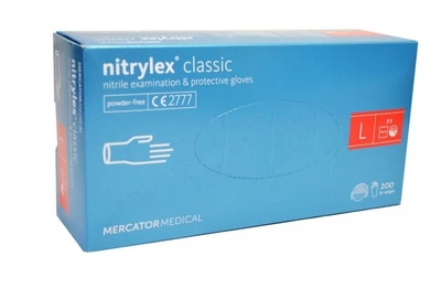 Рукавиці нітрилові оглядові Nitrylex Classic нестерильні неопудрені розмір L 200 Шт Сині