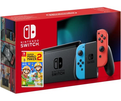 Nintendo Switch Neon Blue-Red (Upgraded version) + Игра Super Mario Maker 2 (русская версия)