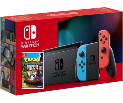 Nintendo Switch Neon Blue-Red (Upgraded version) + Игра Crash Bandicoot N’sane Trilogy