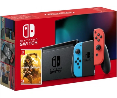 Nintendo Switch Neon Blue-Red (Upgraded version) + Игра Mortal Kombat 11 (русские субтитры)