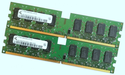 Пара оперативной памяти Qimonda DDR2 4Gb (2Gb+2Gb) 800MHz 6400U 2R8 CL6 (HYS64T256020EU-2.5-C4) Б/У