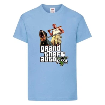 Футболка детская GTA 006 (Grand Theft Auto) голубая (GTA lbl 006) 164 см