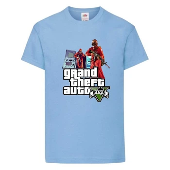 Футболка детская GTA 005 (Grand Theft Auto) голубая (GTA lbl 005) 116 см