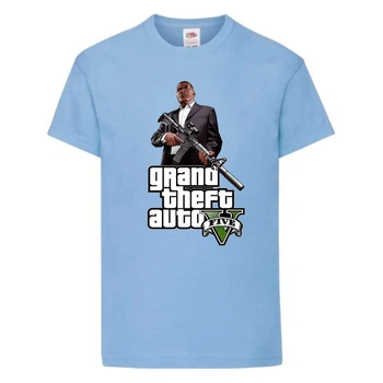 Футболка детская GTA 001 (Grand Theft Auto) голубая (GTA lbl 001) 140 см