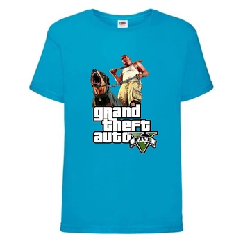 Футболка детская GTA 006 (Grand Theft Auto) синяя (GTA blu 006) 152 см