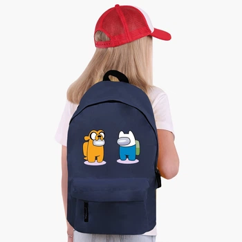 Рюкзак дитячий Амонг Ас Годин пригод Фін та Джейк (Among Us Adventure Time Finn & Jake) (9263-2414) 17 л Темно-синій