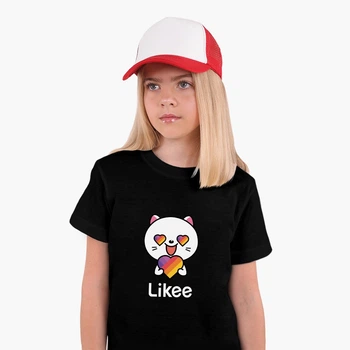 Дитяча футболка для дівчаток Лайк Кіт (Likee Cat) (25186-1036-9) 122-128 см Бавовна Чорний